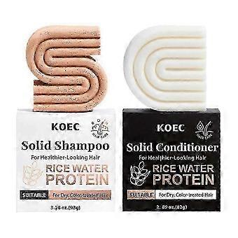 Rice Water Shampoo Conditioner Set For Hair Growth - Solid Rice Water Shampoo Conditioner Bar So