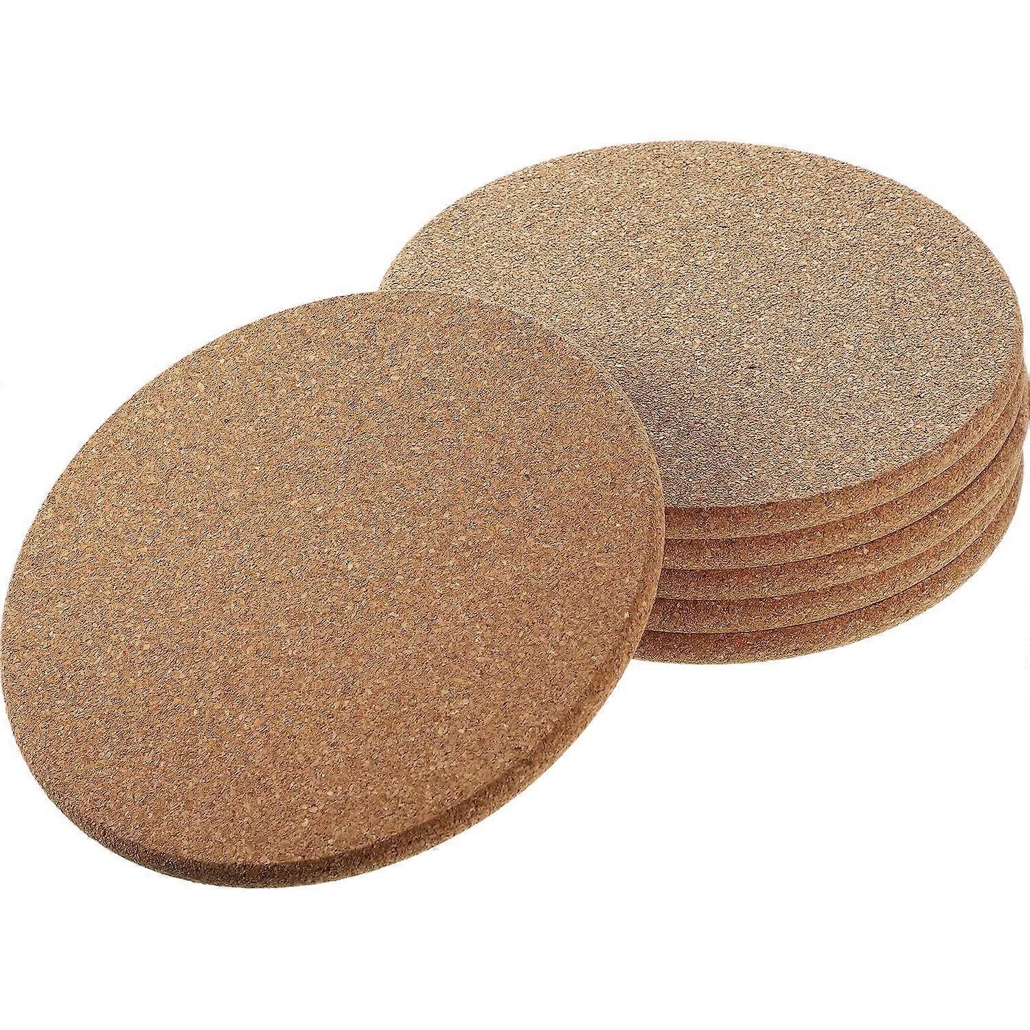 6 Pcs 6 Inch Round Cork Coasters Set for Drinks and Table Protection, HeatResistant and Absorbent