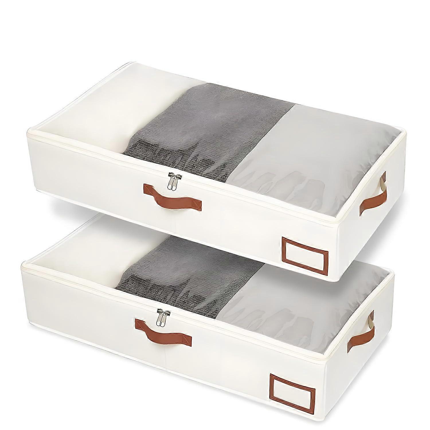 2 Pack Under Bed Storage Containers 90L with Clear Window and Handles for Clothes and Bedding