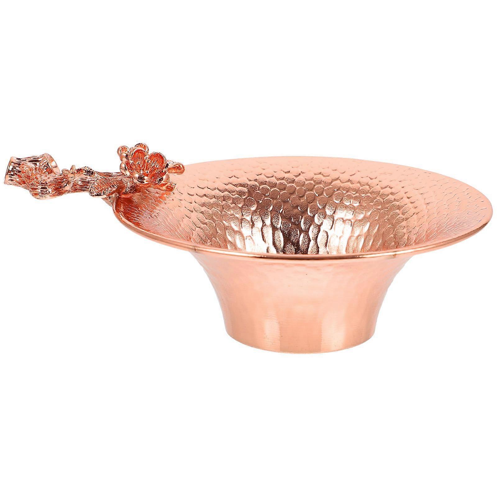 Copper Tea Strainer and Funnel Set for Loose Leaf Tea with Elegant Plum Blossom Design
