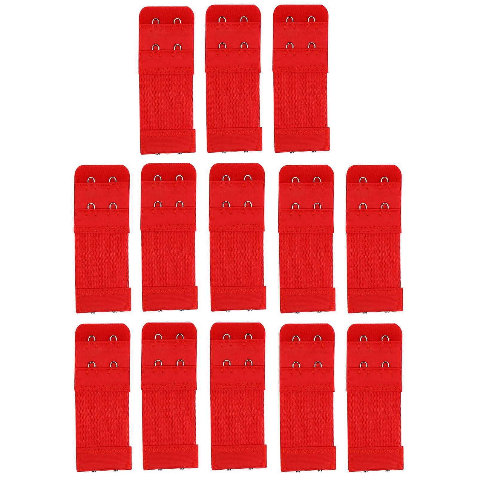 Elastic Bra Extender Buckle for Bra with 2 Hooks 2 Rows 20Pcs Red Material