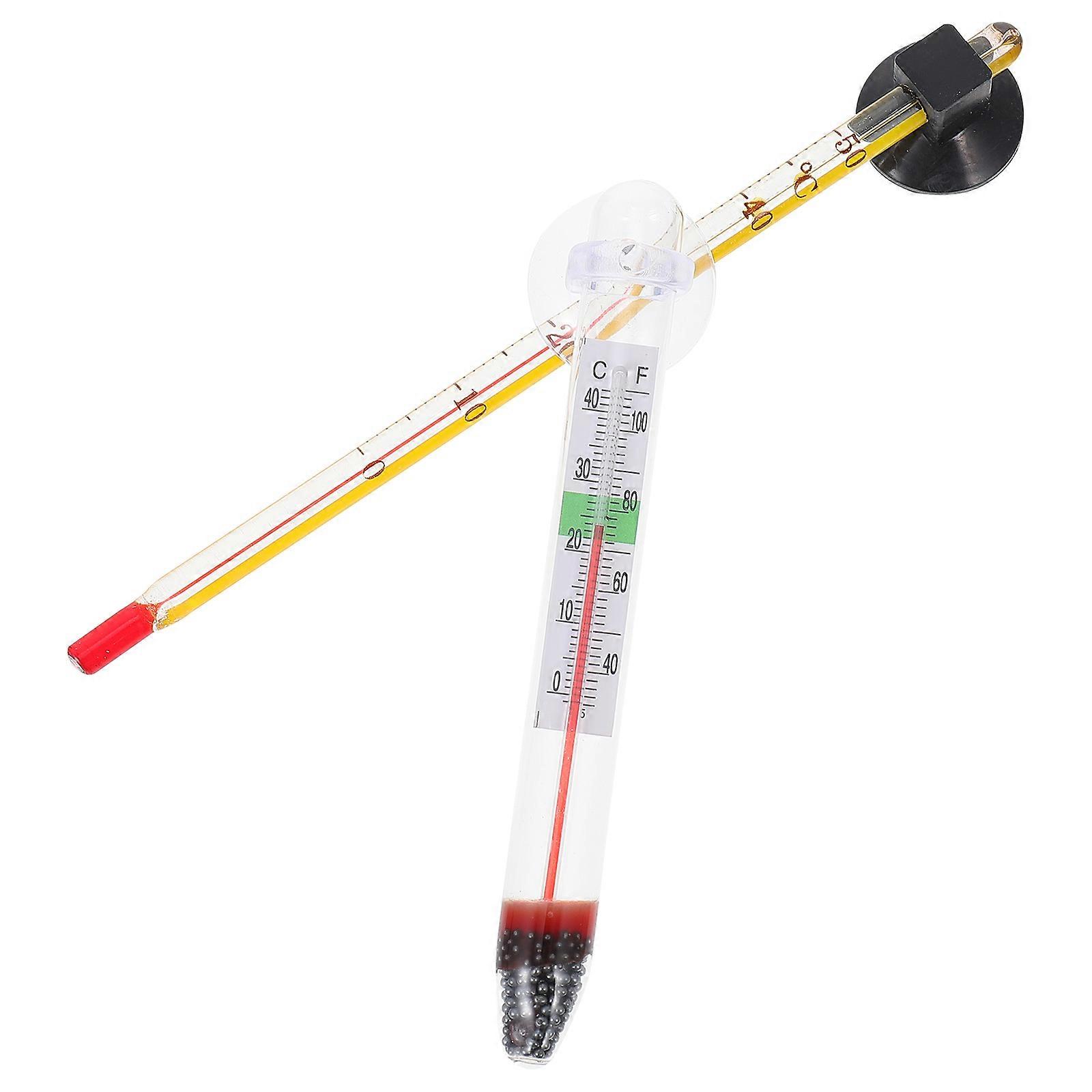 Aquarium Suction Cup Thermometer Glass Floating Column 4Pcs