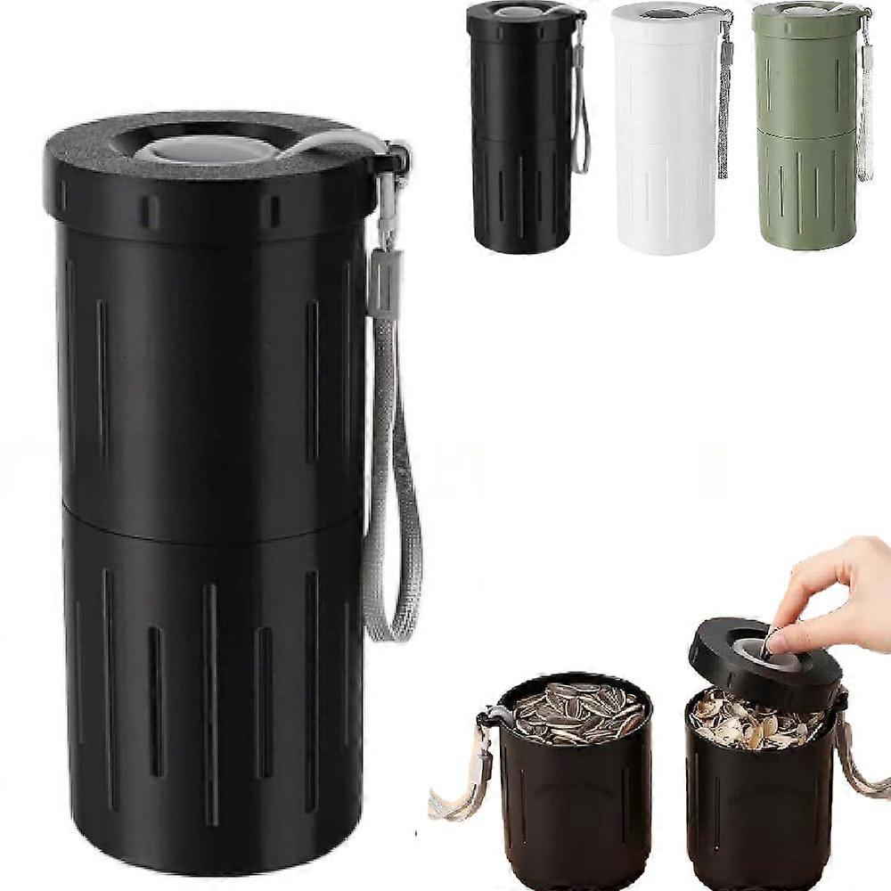 Sunflower Seed Spit Cup with Shell Storage, Splash Proof, Fits Car Cup Holders, Black