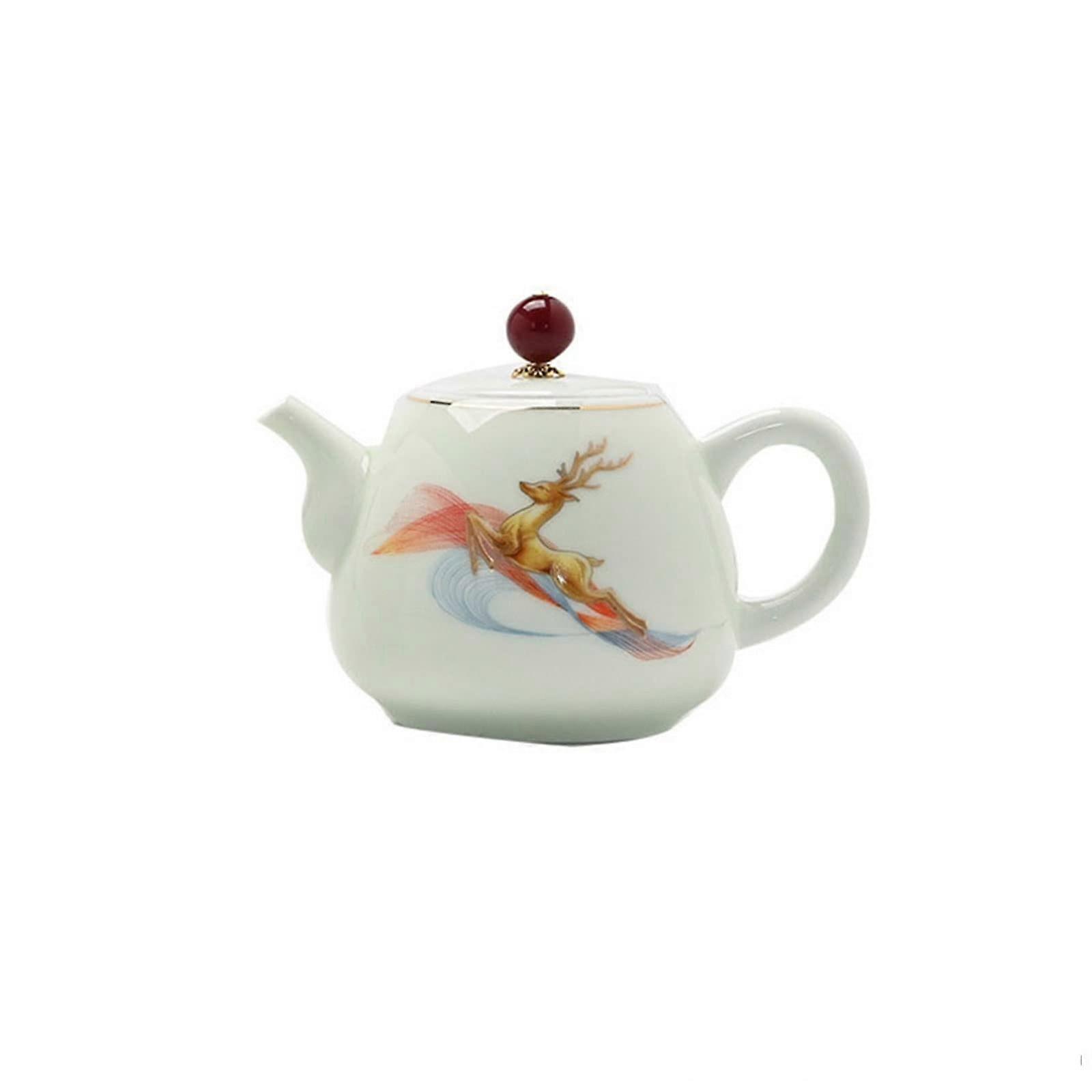 Ceramic Teapot Set with Dense Filter Holes for Two People Tea Brewing AllinOne Design