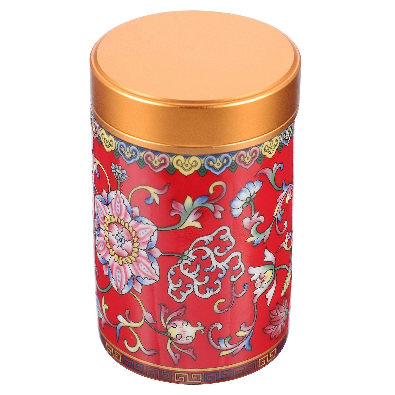 Red Ceramic Tea Canister for Storing Loose Tea 80ml Porcelain Container
