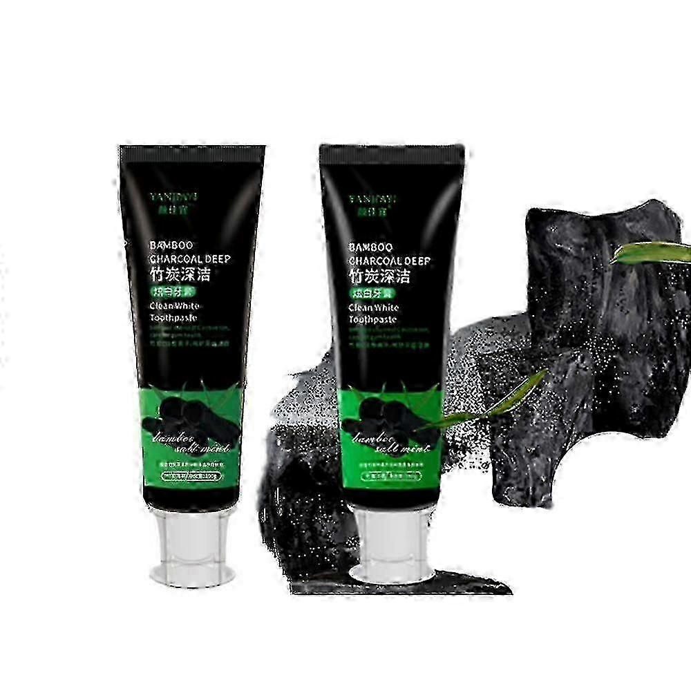 2pcs Activated Carbon Bamboo Charcoal Toothpaste Deep Clean Bright White Teeth 100g 25-26s