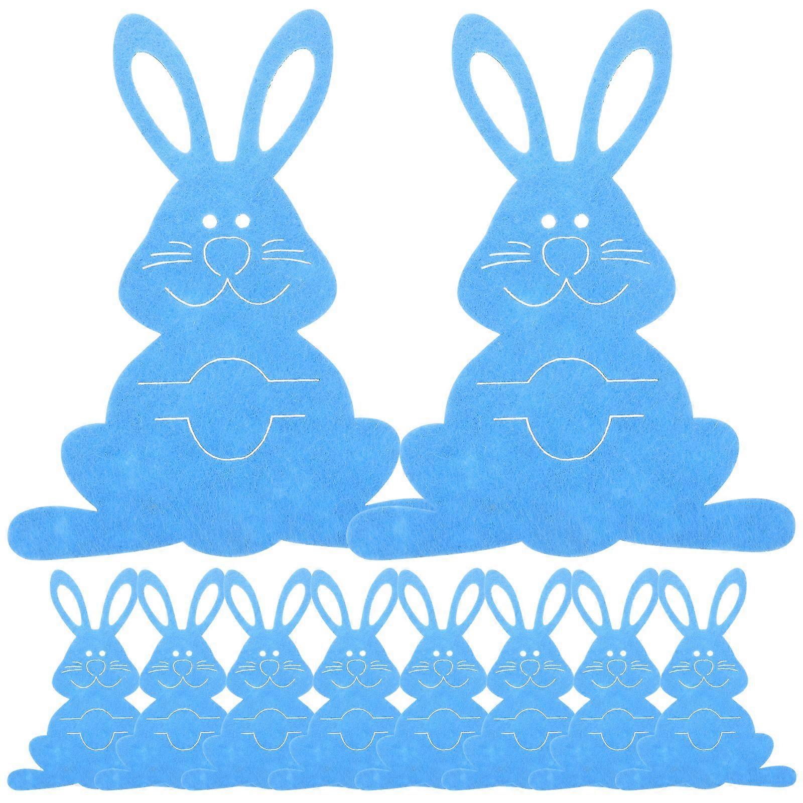 12pcs Easter Silverware Sleeves Bunny Shaped Cutlery Storage Bags for Dining Table