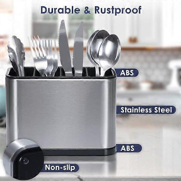 Kitchen Utensil Storage Rack, Stainless Steel PP Material Seamless Design, Square, Kitchen Tableware Drain Rack