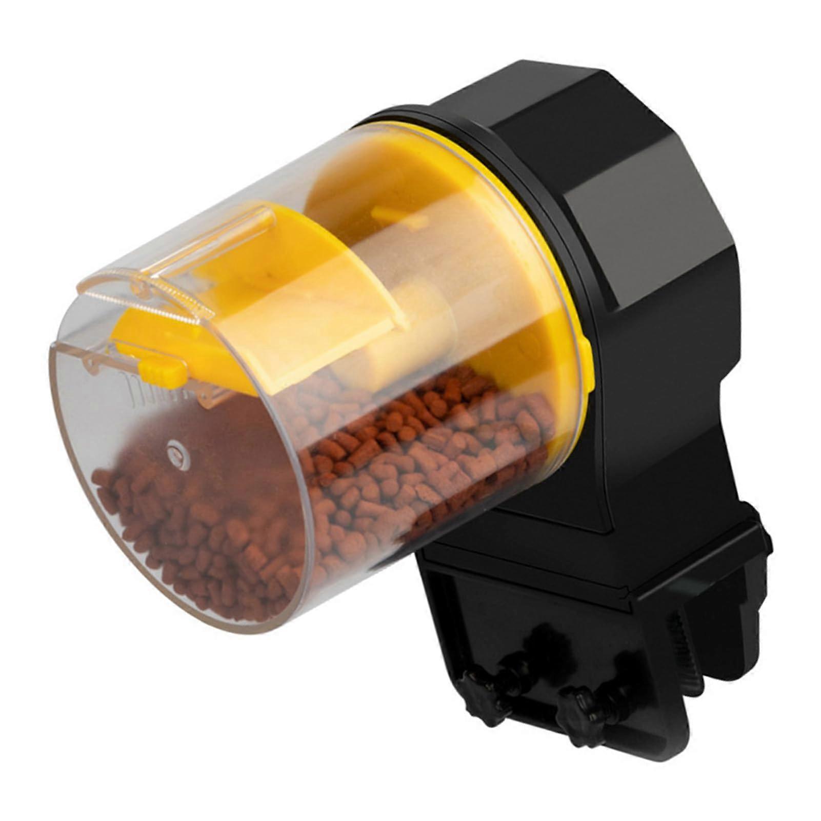 Automatic Fish Feeder for Betta with Adjustable Food Dispensing and Dual Feeding Modes Yellow
