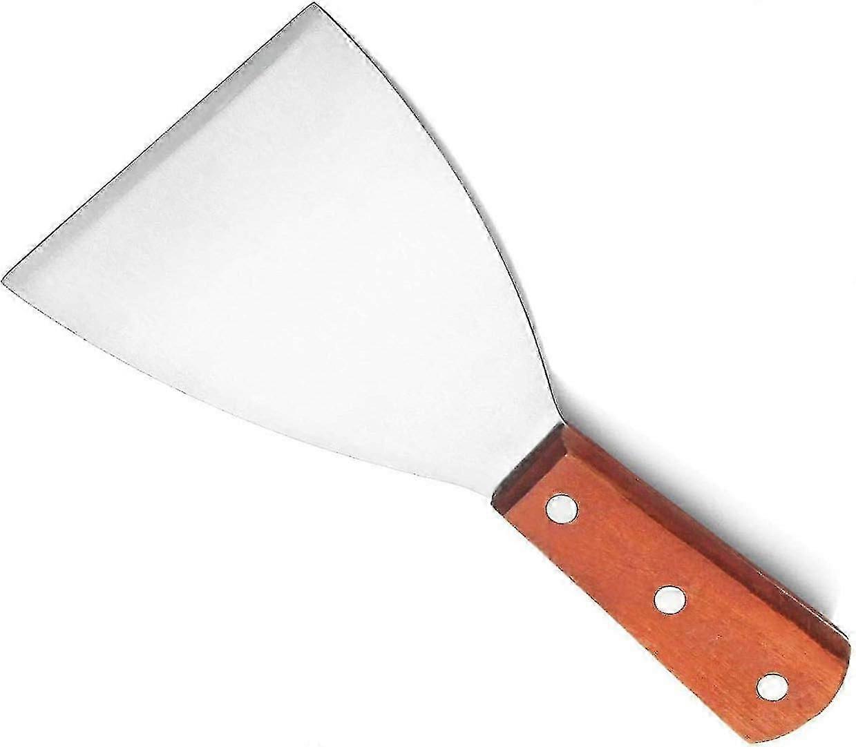 Wood Handle Slant Edge Grill Scraper, 4-Inch x 8.5-Inch