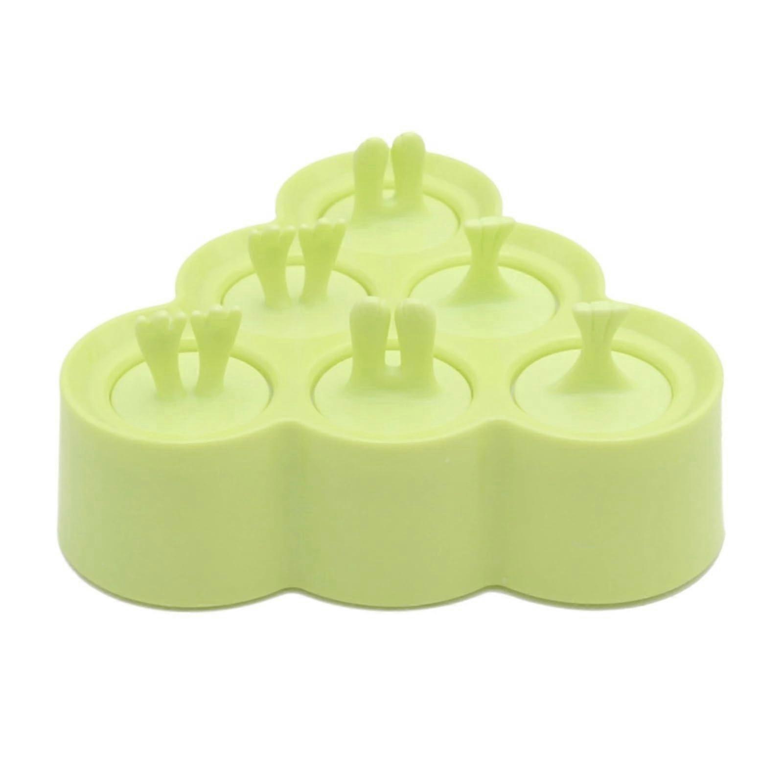 Mini Silicone Popsicle Mold with OdorProof Lid, 6Cavity Reusable Ice Cream Maker Green