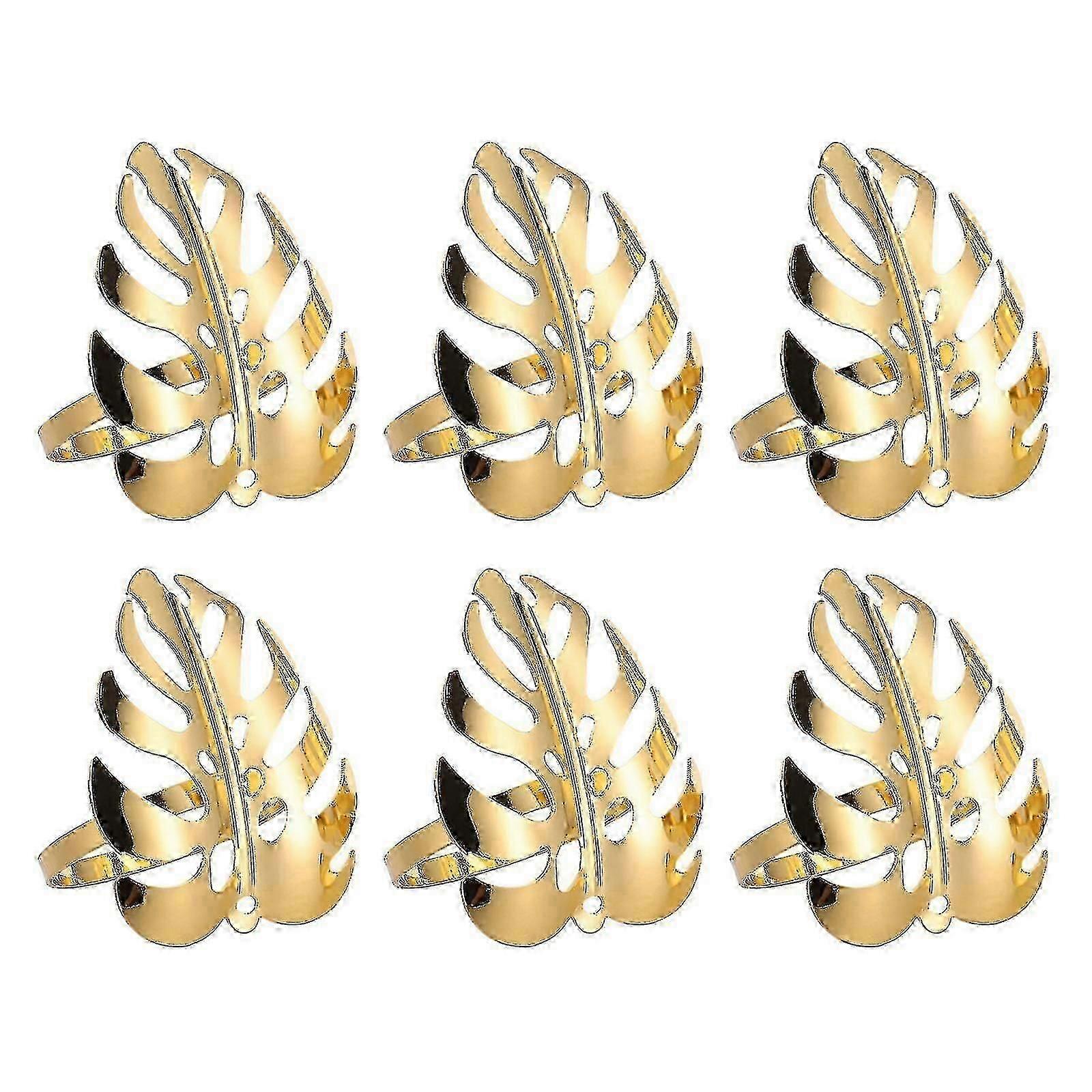 6 alloy napkin rings, suitable for dining tabletops.