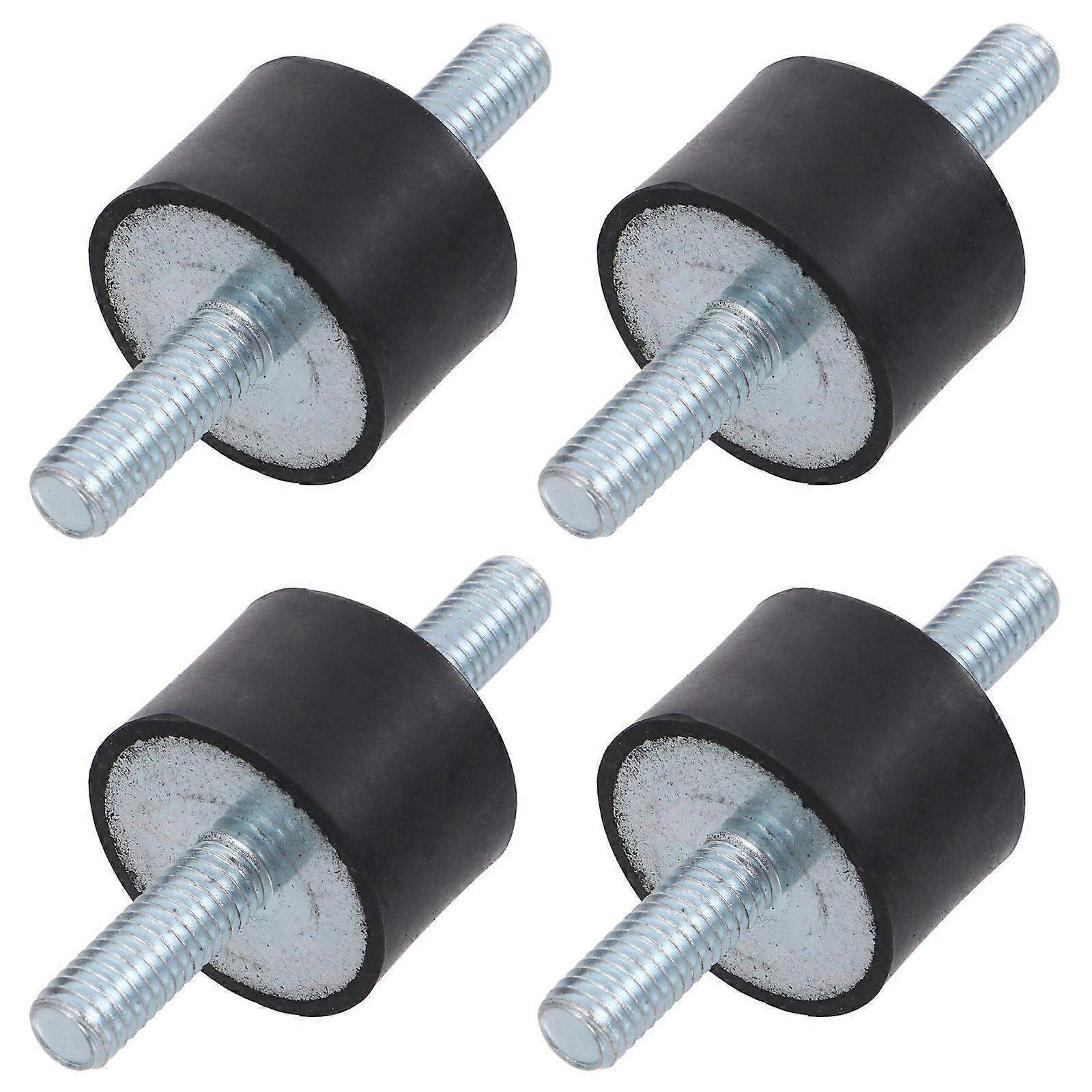 4 Pcs Rubber Cylindrical Vibration Isolator Mount with 2 Threaded Studs for Pump