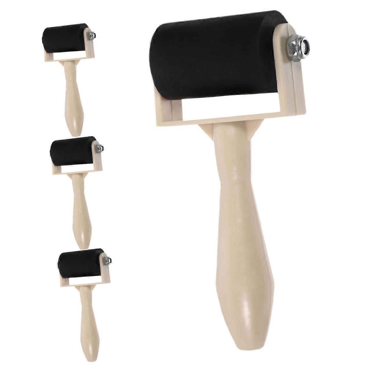 4pcs Rubber Brayer for Printmaking and Crafts, Durable Ink Roller with Smooth Surface for Even Ink