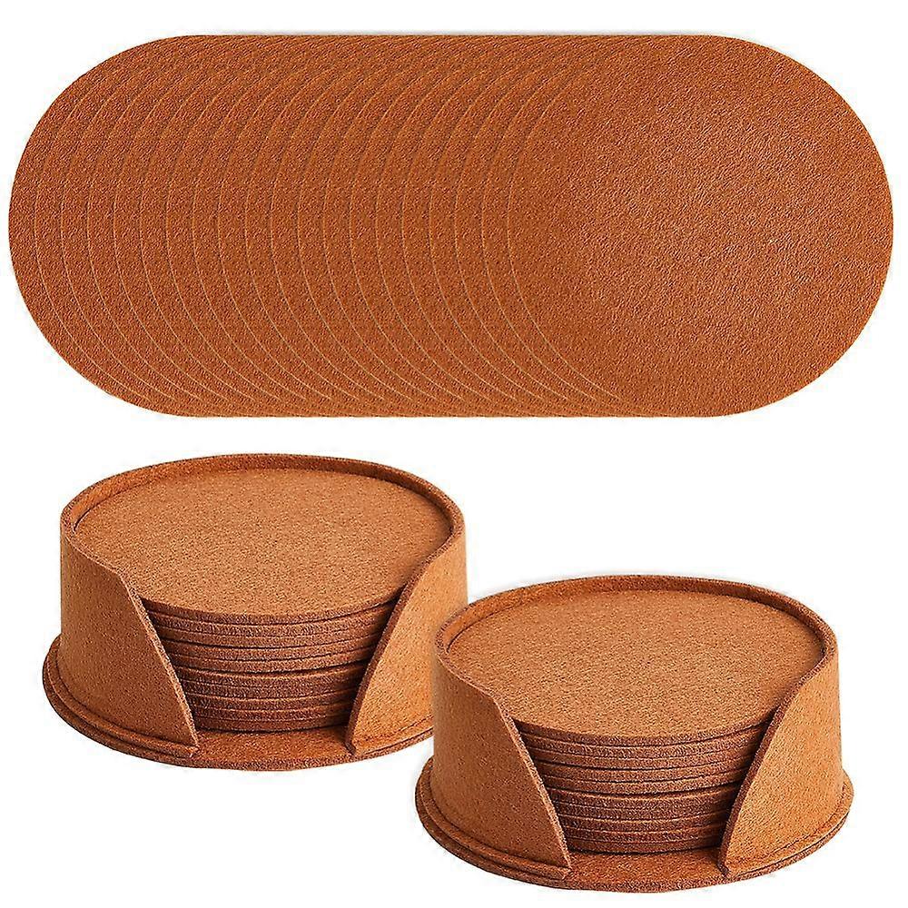 Felt Cup Mat Flat Round Chocolate 99x3mm 10pcs/set