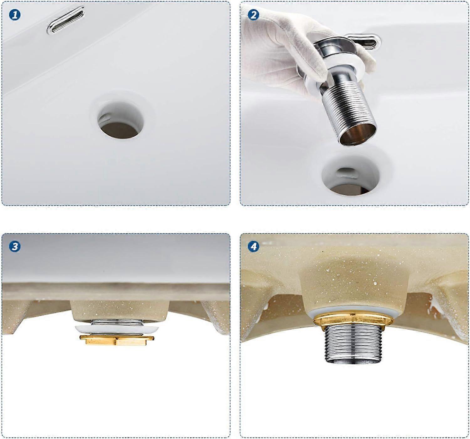 Large Surface Pop-Up with Automatic Push Open Overflow for Sink or Washbasin