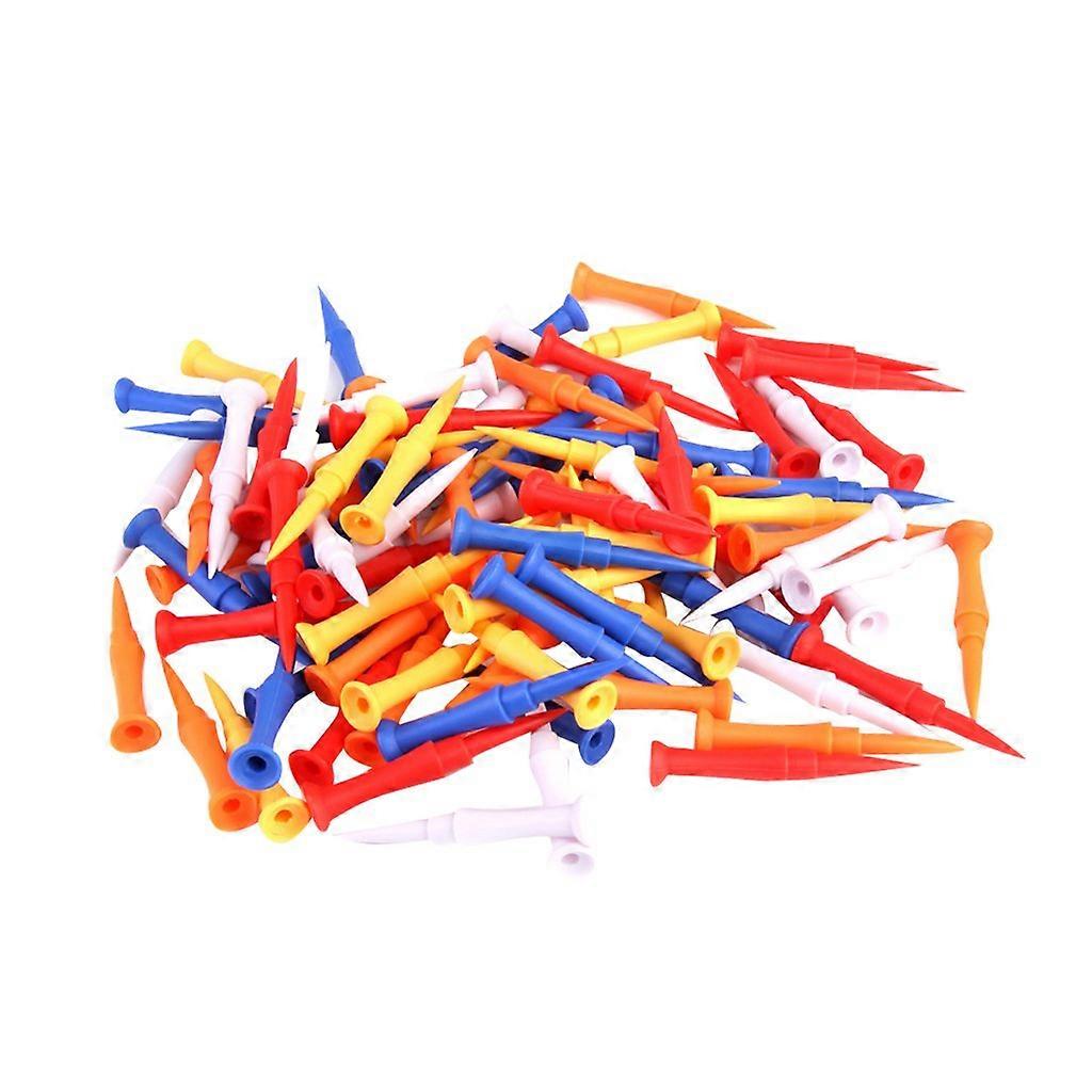 75mm Plastic Golf Tees Mixed Colors 100pcs Durable 3Section Design for Practice
