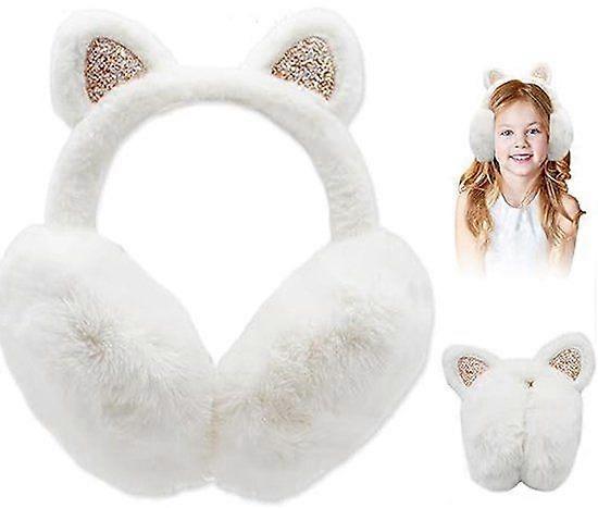 ING Warm Earmuffs -  13cm Soft - Foldable - White - Fleece Earmuffs