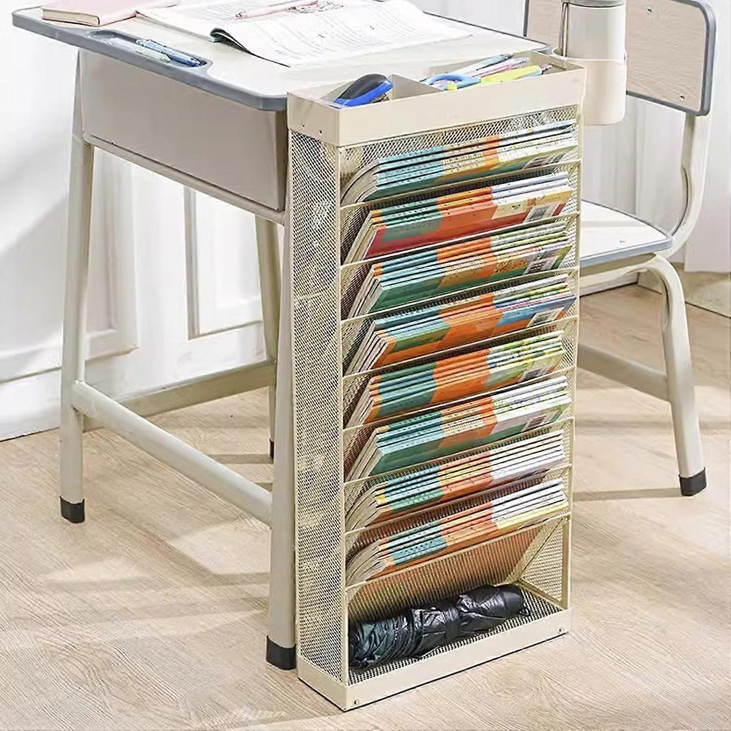 Multi Tier Mobile Bookshelf with Wheels, Vertical Rolling Storage Cart for Office, Dorm and Classroom