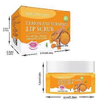 Turmeric Lemon Lip Scrub, Lip Scrubber Exfoliator for Dark Lips, Dry, Chapped Lips, Reduce Fine Lines, Natural Nourish Sugar Lip Scrub, Deep Hydration