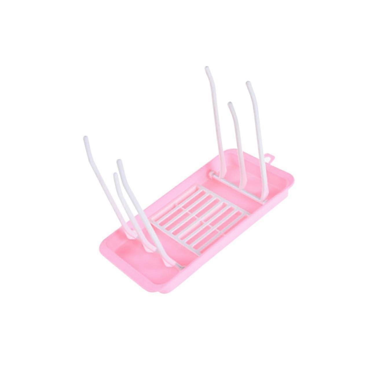 Foldable Baby Bottle Drying Rack with MultiLevel Vertical Design SpaceSaving Pink Countertop Stand