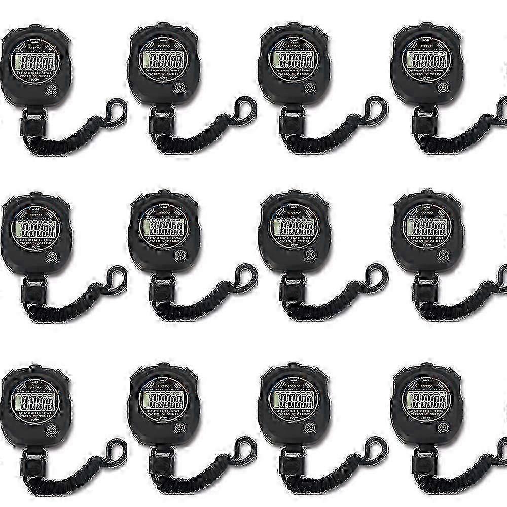 12-Pack Multifunctional Electronic Digital Stopwatch Timer With Large Display, Date, Time, And Alarm