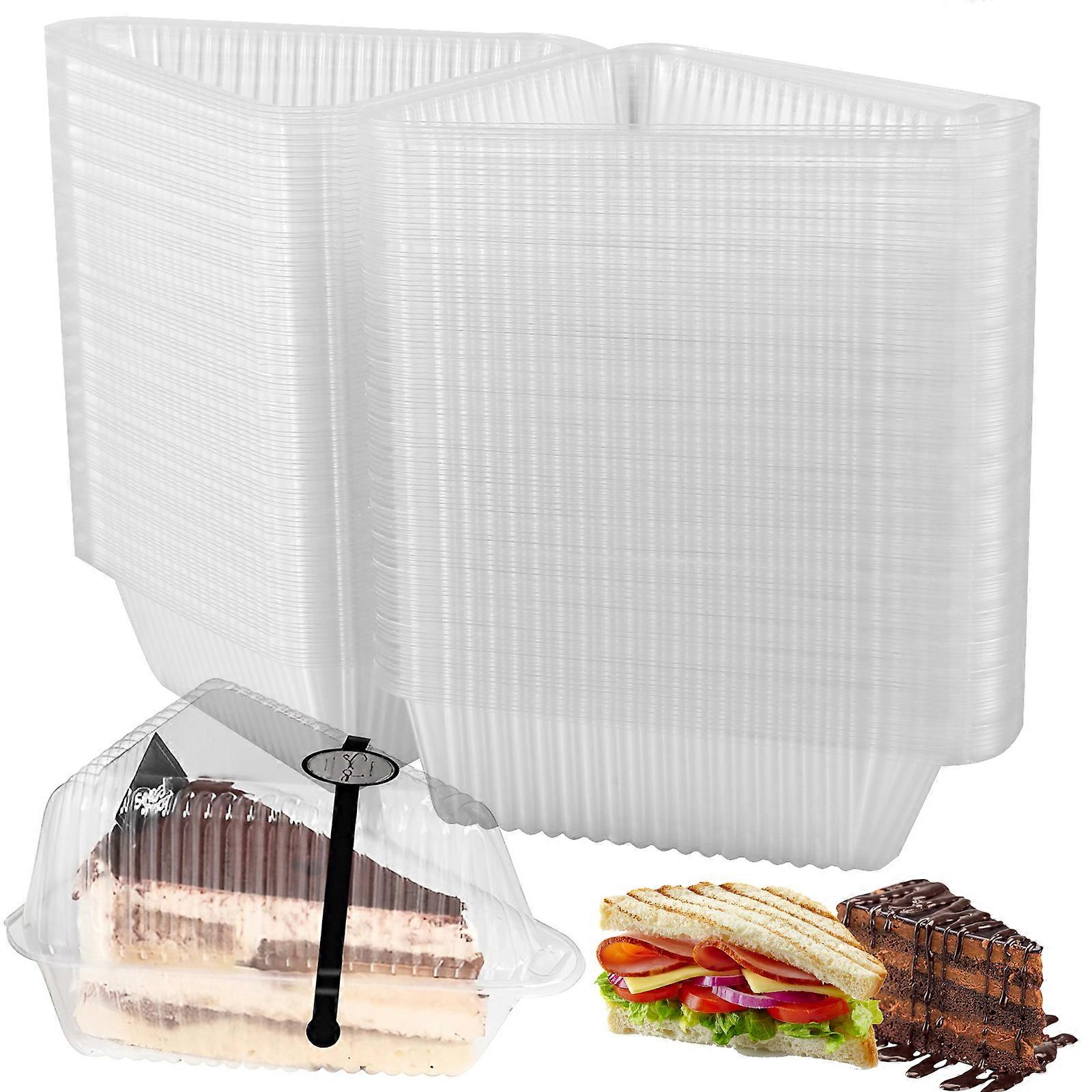 100Pcs Cake Slice Boxes Reusable Cupcake Slice Container with Lid Stackable Clear Square Single Dessert Box Triangular Sandwich
