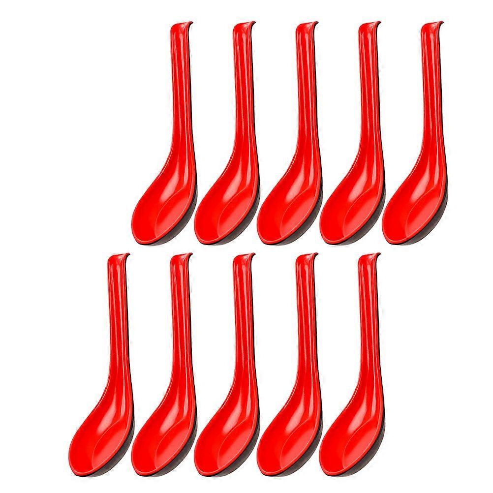 Multi-Function Dinner Spoon Long Handle Ramen Spoon for Daily Use 10Pcs