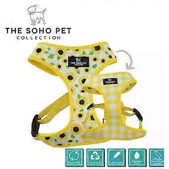 Soho Collection Reversible Harness Small Yellow Checkered / Sunflowers