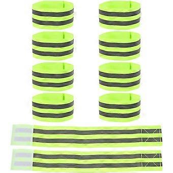 10pcs Reflective Armbands for Night Running High Visibility Safety Straps Elastic for Cycling Walkin