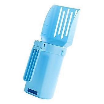 Cats Litter Scoops Waste Bag Dispenser Sifter Hollow Shovel Plastic Handle Poop Sifting Kittens Poop Scooper Blue