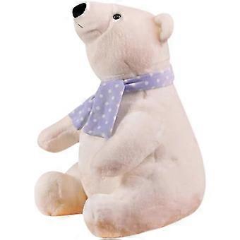 Soft Plush Toy Stuffed Polar Bear Doll  30cm Cartoon White Bear Plush Toy with Scarf, Sitting Cuddly Plush Doll for Bedtime, Bedroom Decor, and Soothi