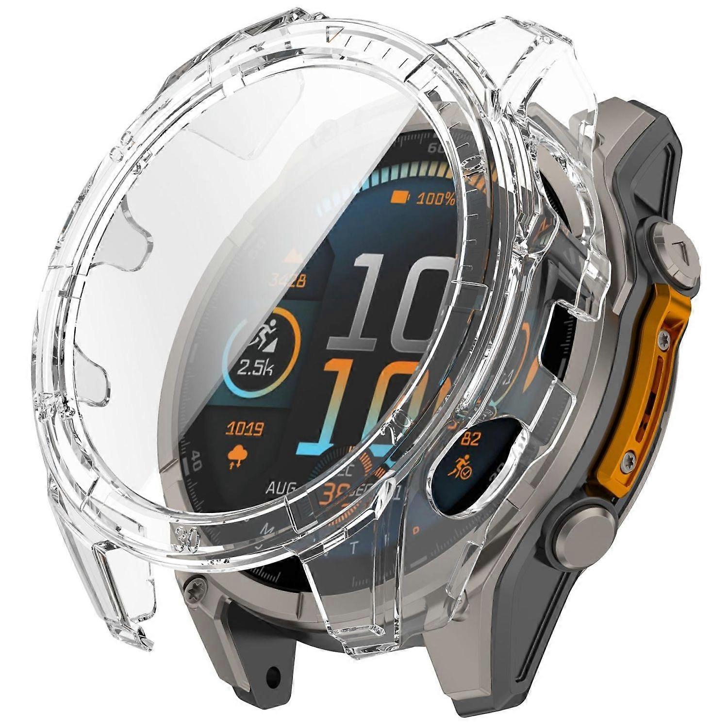 For Garmin Tactix 8 AMOLED 47mm Plastic Case + 9H Tempered Glass Transparent