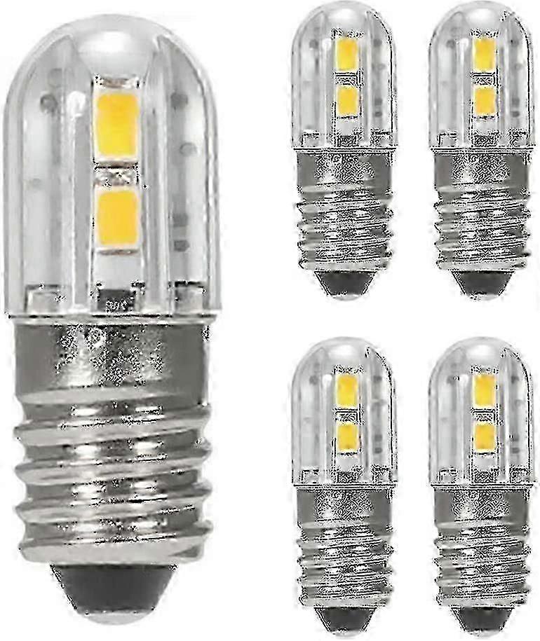 6v E10 Screw Base LED Bulbs 5pcs Yellow for Headlight Flashlight Upgrade