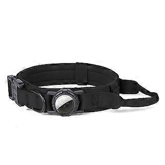 Dog Collar with Holder Compatible with AirTag, Tactical Handle for Medium and Large Dogs, Heavy Duty Nylon for Outdoor Training