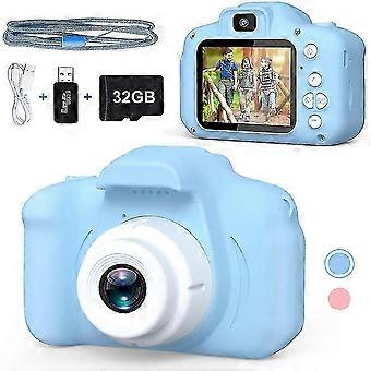 Kids Shockproof Selfie Camera with 8MP Dual Lens, 1080P HD Video, 32GB SD Card, Birthday Gift for Toddlers