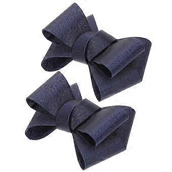Removable Bow Shoe Clips, Dark Blue, Cloth and PVC, 1 Pair, Shoe Decoration Accessories for Multiple Occasions