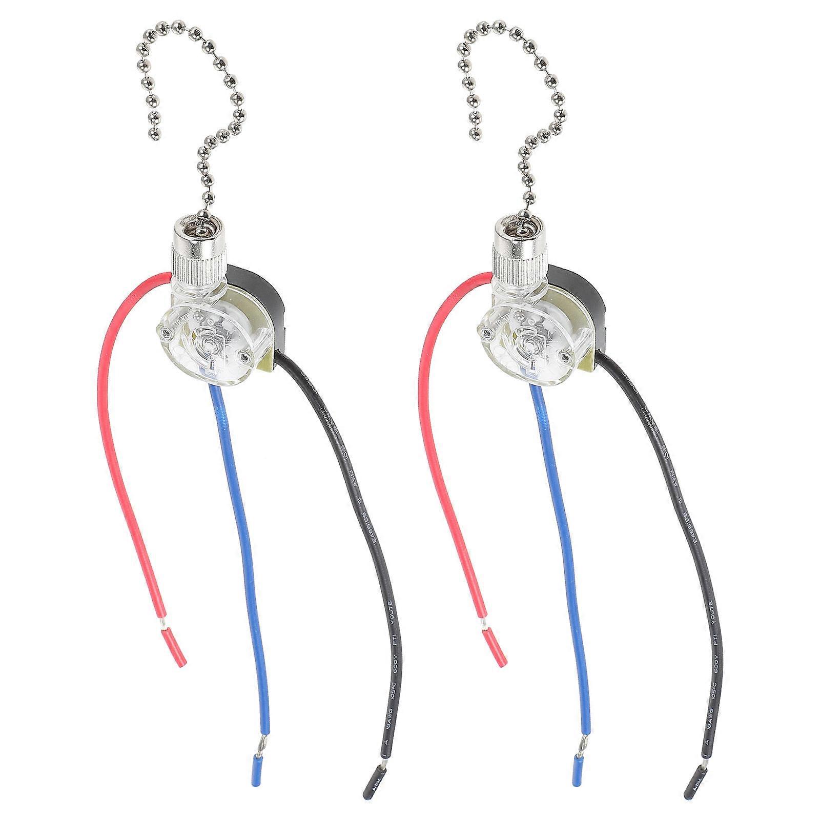 2pcs Remplacement Pull Chain Switch Ceiling Fan Switch Pull Chain Switch Control