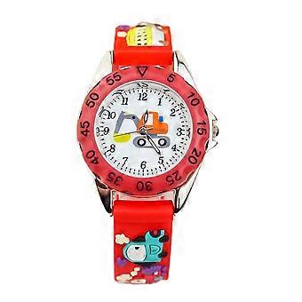 1Pcs Red Excavator Wrist Watch for Kids Use Cartoon Silicone Watch