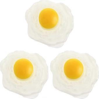 3pcs Fried Egg Toy, Soft Artificial Fried Egg Fake Fried Egg For Kids Play Food Or Prank Toy