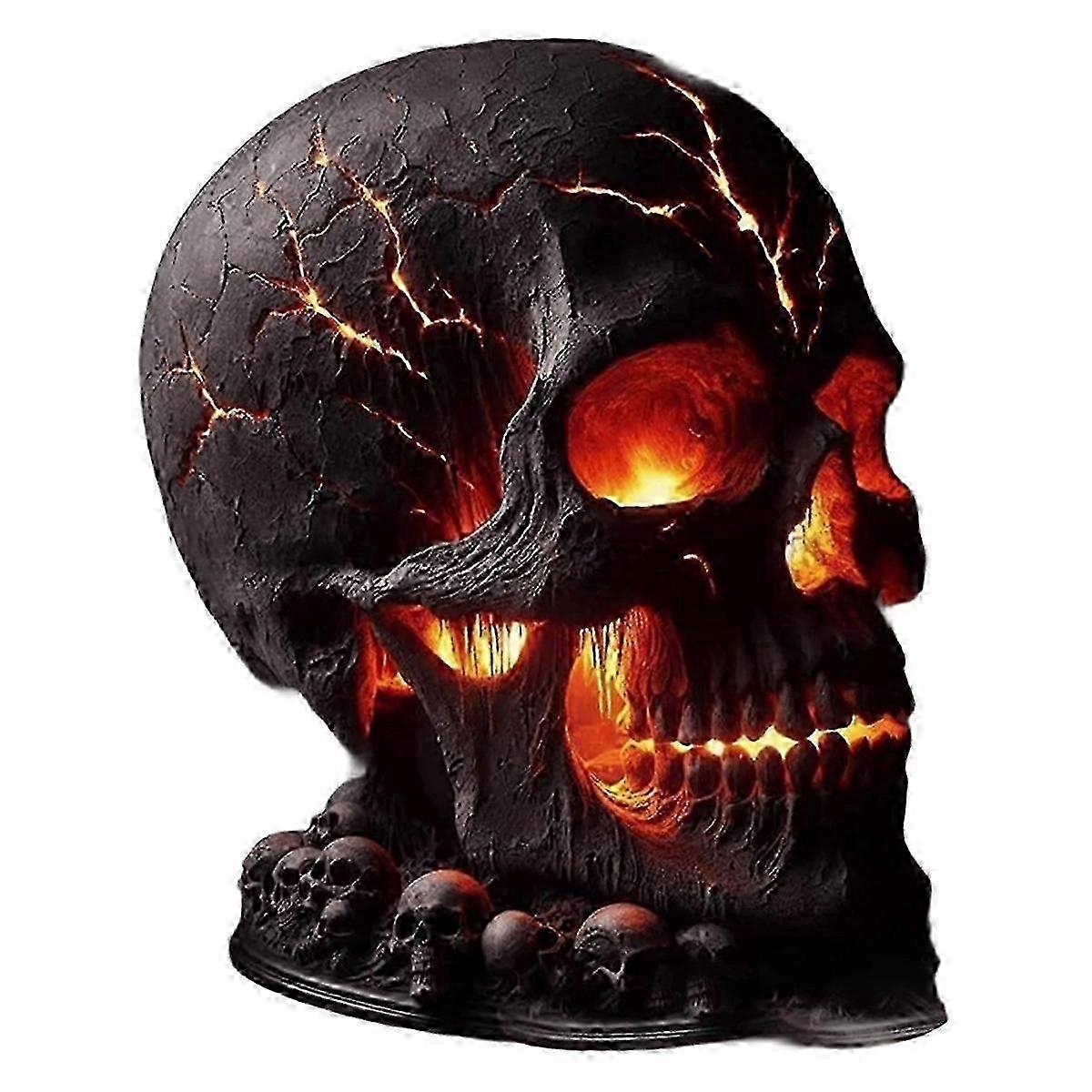 Skull Flame Table Lamp,Halloween Decorative Skull Lamp