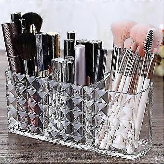 Makeup Brush Holder, 3 Slots Clear Acrylic Cosmetic Makeup Organiser compatible with Makeup Brush Eyeliners Lipstick Crystal Storage Box-hy