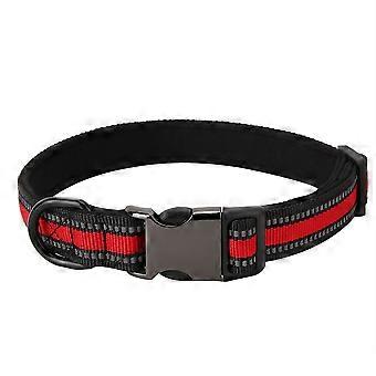 Durable Puppy Dog Cat Collar Personalized Pet ID Neck Strap (Red S)