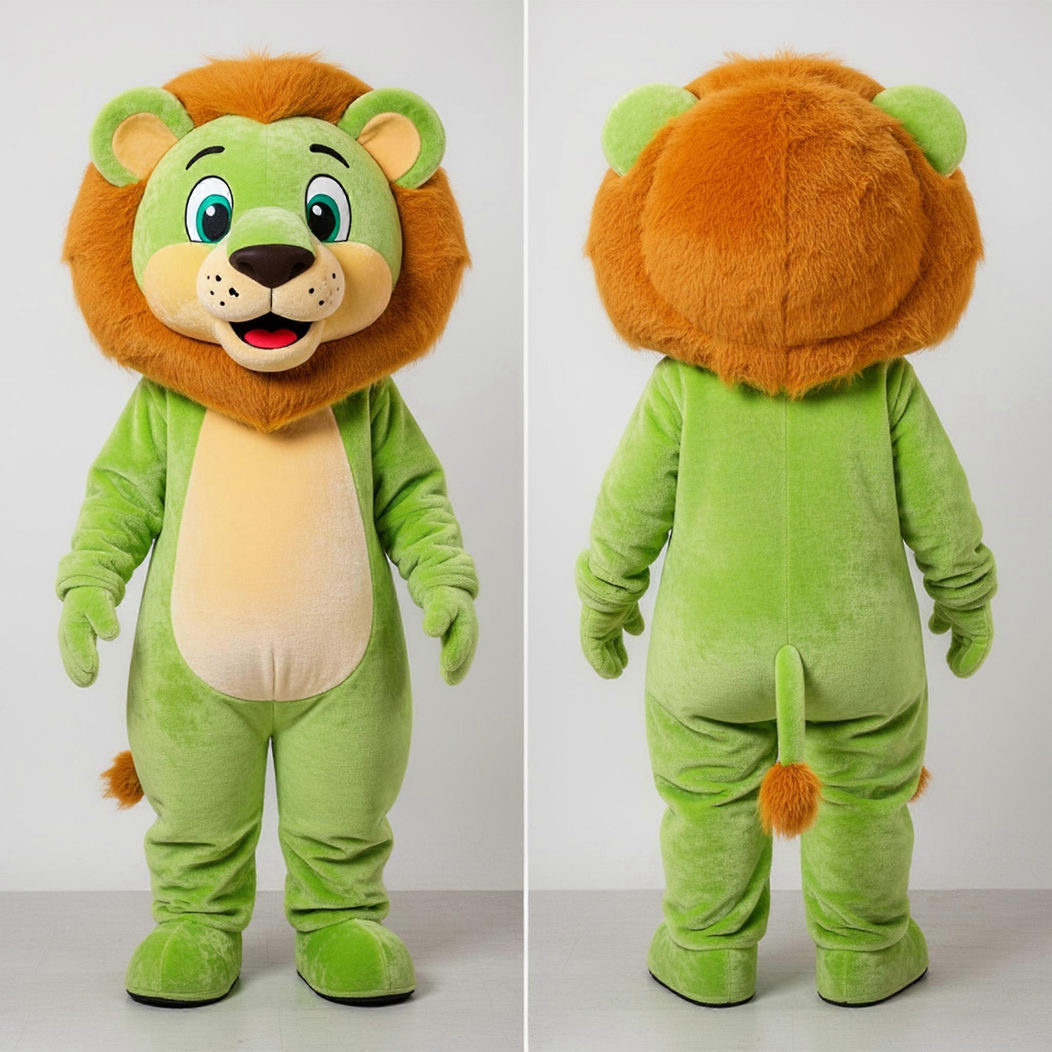 MASTICOT Lime Green Cartoon Lion Mascot