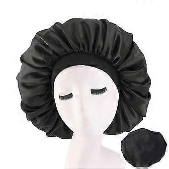 1 Pcs Large Satin Sleep Cap Hair Bonnet for Women, Adjustable Wide Band Night Head Cover for Hair Protection SH