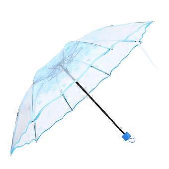 Clear Compact Auto Open Close Umbrella Lightweight Folding Travel Floral Pattern for Women