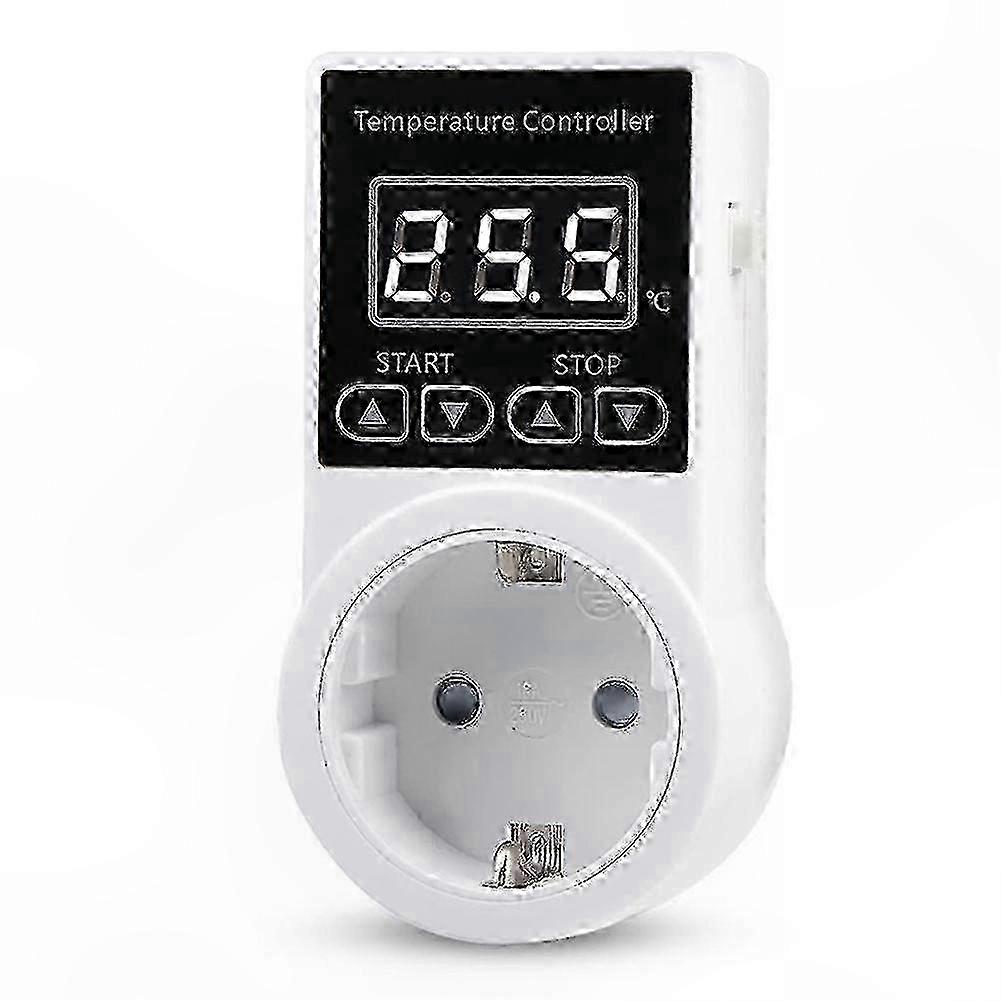 1pcs Digital Thermostat Socket with Sensor, Waterproof Temperature Controller Switch compatible with EU Plug