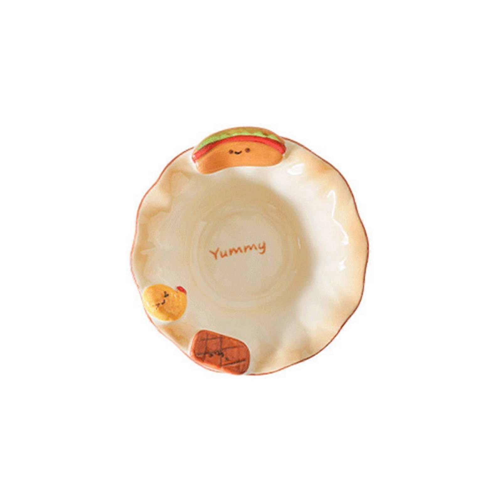 Ceramic Dinnerware Set, Cute Bread Cartoon Bowl, Plate, Spoon, Dessert Tableware