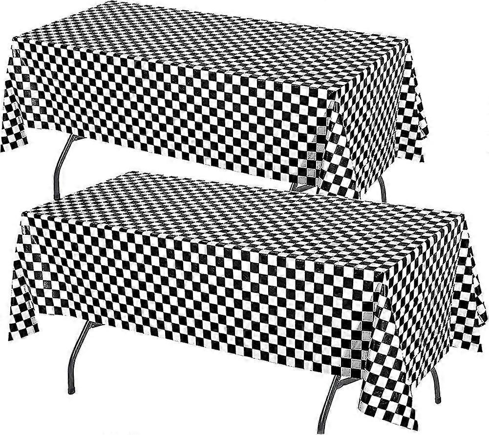 Checkered Racing Party Table Cloth, 2 Pack 54" X 108" Rectangular Wipe Clean