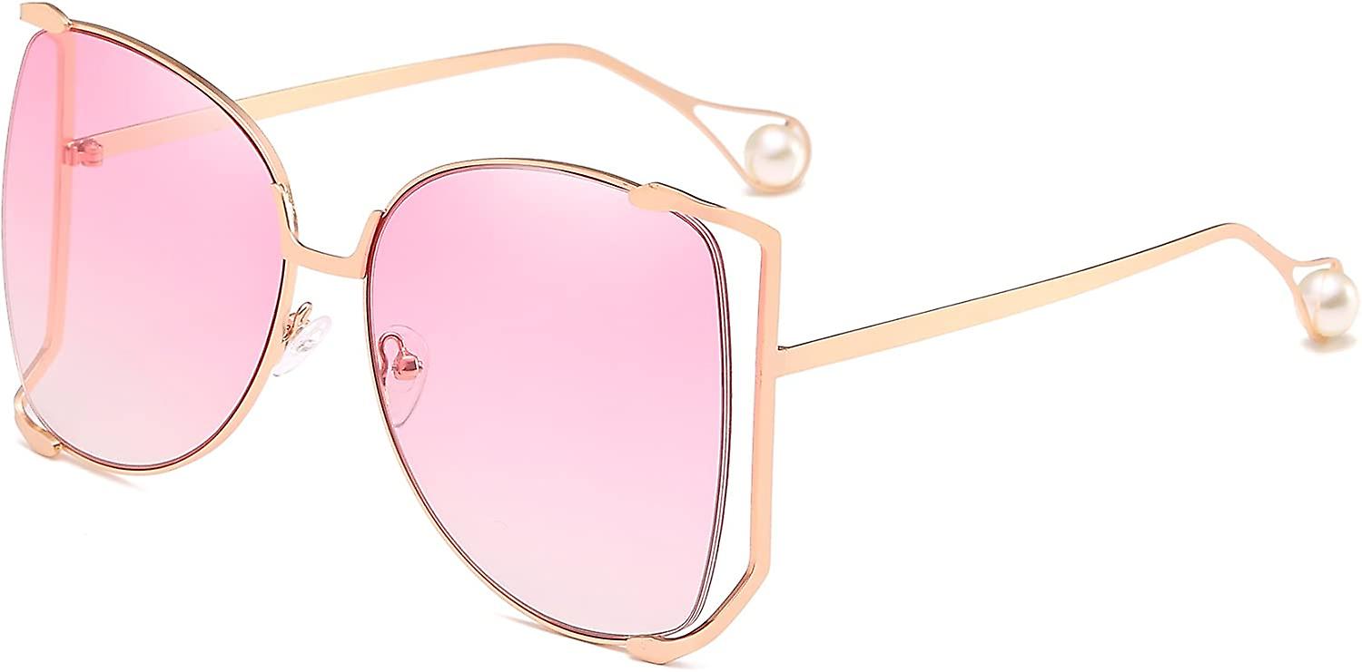 Heytea Oversized Rimless Square Femmes Lunettes de soleil Perle Incrustation Bras Designer Nuances Monture en Métal B2431